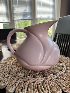 Crown Soft Pink Sculpted Ceramic Pitcher